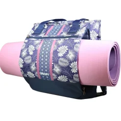 BAGTROTTER Sac 3 en 1 : sac à dos, sac shopping et yoga Offshore Bleu Fleurs