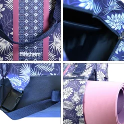 BAGTROTTER Sac 3 en 1 : sac à dos, sac shopping et yoga Offshore Bleu Fleurs