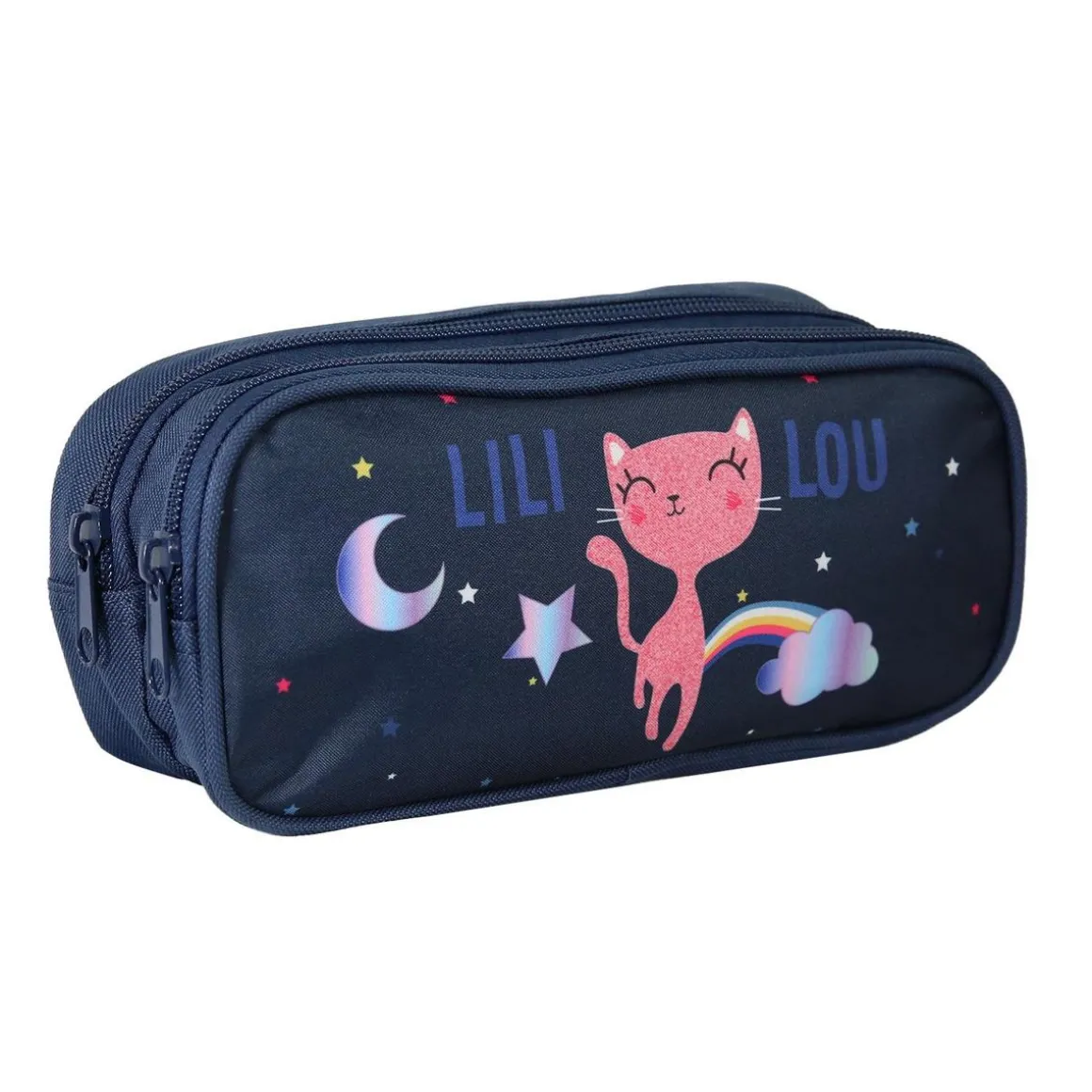 Bagtrotter Trousse scolaire 2 compartiments Lili Lou Bleu