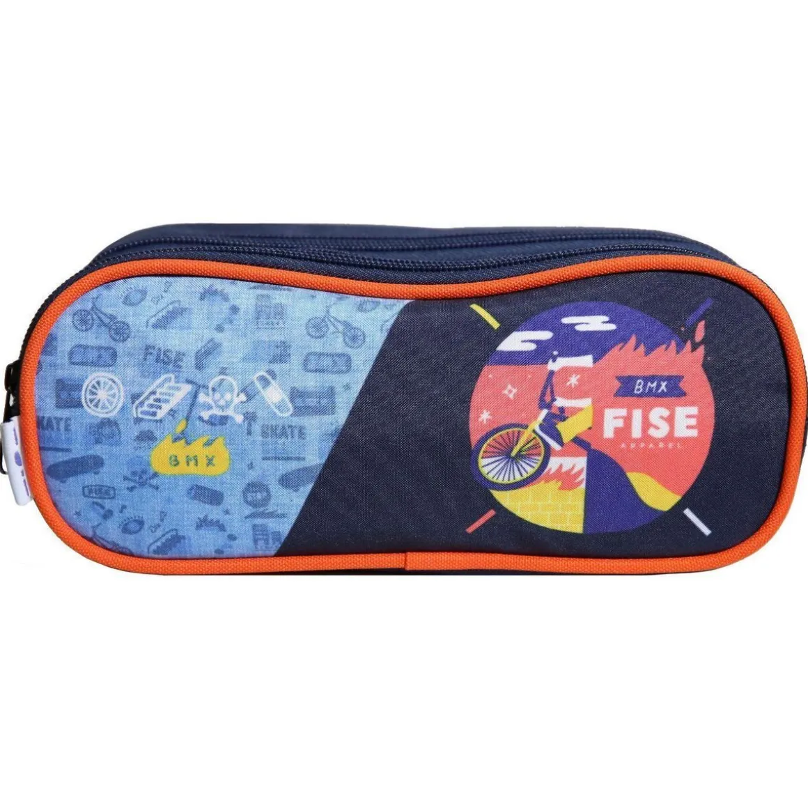 BAGTROTTER Trousse scolaire 2 compartiments Fise BMX Bleue