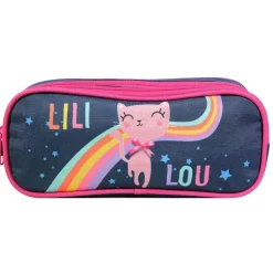 BAGTROTTER Trousse scolaire 2 compartiments Lili Lou Bleue Arc en ciel