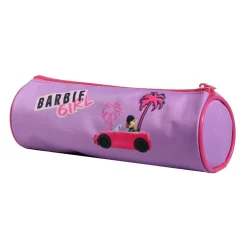 BAGTROTTER Trousse scolaire ronde Barbie Violette Palmiers