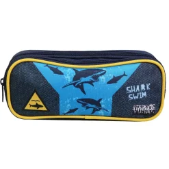 BAGTROTTER Trousse scolaire 2 compartiments Vorax Bleue Requins