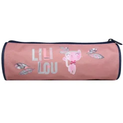 BAGTROTTER Trousse scolaire ronde Lili Lou Rose Plumes