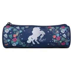 BAGTROTTER Trousse scolaire ronde Cybel Cheval Licorne Bleue