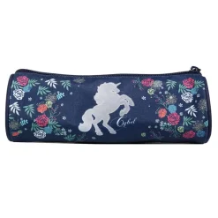 BAGTROTTER Trousse scolaire ronde Cybel Cheval Licorne Bleue