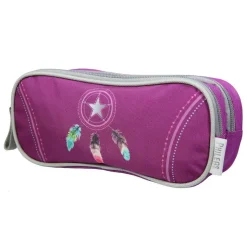 BAGTROTTER Trousse scolaire 2 compartiments Phileas Attrape Rêve Plumes Violette