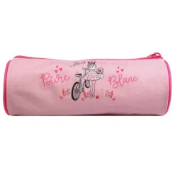 BAGTROTTER Trousse scolaire ronde Poivre Blanc Rose