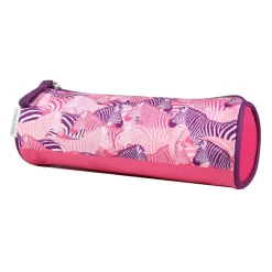 BAGTROTTER Trousse scolaire ronde Phileas Rose Zèbre