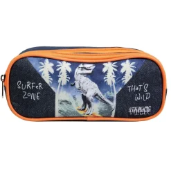 BAGTROTTER Trousse scolaire 2 compartiments Vorax Dinosaure Bleue