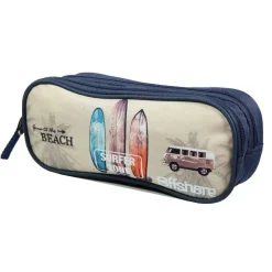 BAGTROTTER Trousse scolaire 2 compartiments Offshore Beige Van & Surf