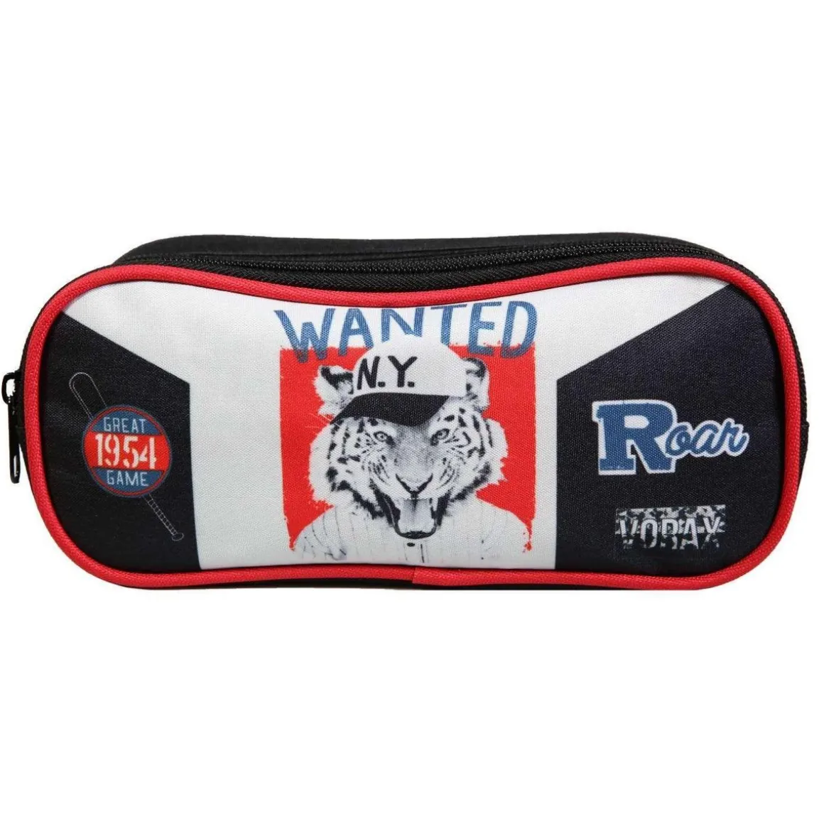 BAGTROTTER Trousse scolaire 2 compartiments Vorax Tigre Noire