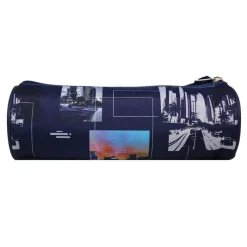 BAGTROTTER Trousse scolaire ronde Offshore Bleue Ville Gratte Ciel