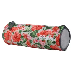 BAGTROTTER Trousse scolaire ronde Offshore Gris Fleurs