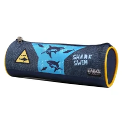 BAGTROTTER Trousse scolaire ronde Vorax Bleue Requins