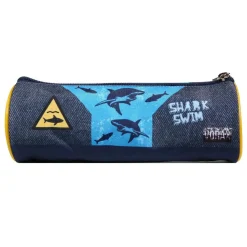 BAGTROTTER Trousse scolaire ronde Vorax Bleue Requins