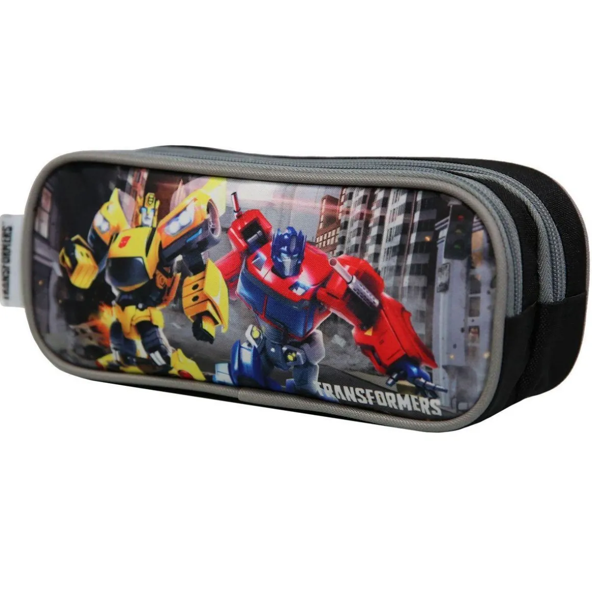 BAGTROTTER Trousse scolaire 2 compartiments Hasbro Transformers Grise