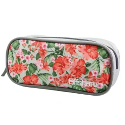 BAGTROTTER Trousse scolaire rectangulaire Offshore Grise Fleurs