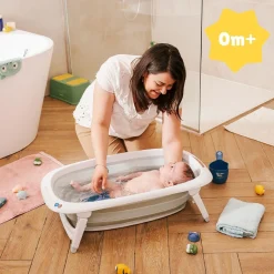 Baignoire Bébé Pliable Badabulle - Ultra Compact - Pieds Antidérapants - Témoin Chaleur - 35L