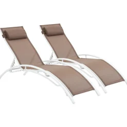 Bain de soleil en aluminium Beauty - Phoenix - Taupe - Lot de 2