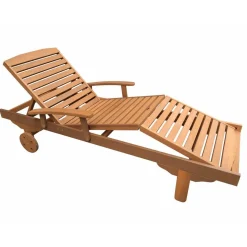 Bain de soleil pliant en bois exotique Singapour - Maple - Marron clair - Lot de 4