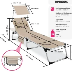 Bain de soleil rembourré, pliable