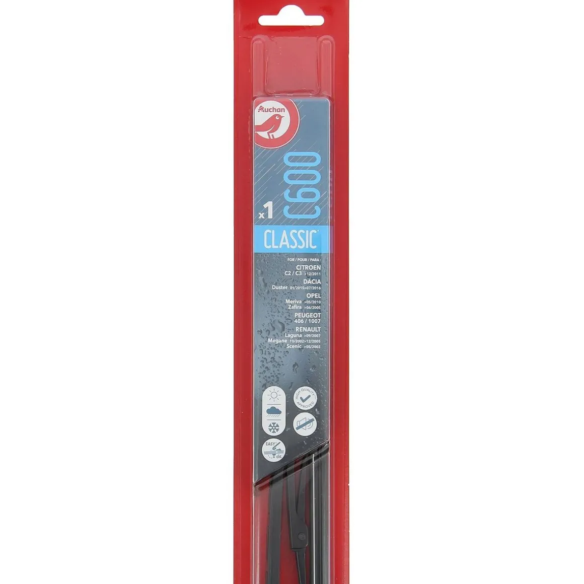 Balai d'essuie-glace C600 60cm pour CITROËN DACIA OPEL PEUGEOT RENAULT