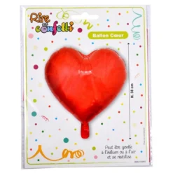 Ballon Gonflable Métallisé Cœur 38cm Rouge