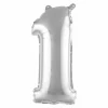 Ballon Gonflable Métallisé Chiffre 1 40cm Argent
