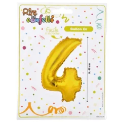 Ballon Gonflable Métallisé Chiffre 4 40cm Or
