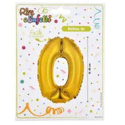 Ballon Gonflable Métallisé Chiffre 0 40cm Or