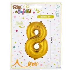 Ballon Gonflable Métallisé Chiffre 8 40cm Or
