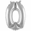 Ballon Gonflable Métallisé Chiffre 0 40cm Argent