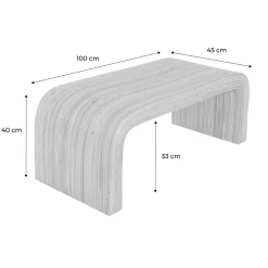 Banc. bout de lit en rotin naturel. 100cm. bords arrondis. L 100 x P 45 x H 40cm