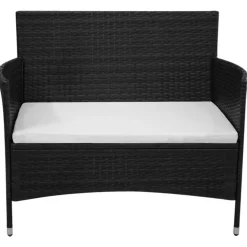 Banc de jardin 90 cm Resine tressee Noir
