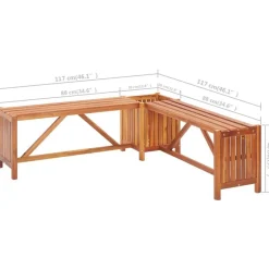 Banc de jardin et jardiniere 117x117x40 cm Bois solide d'acacia