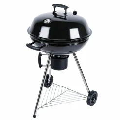 Barbecue charbon de bois Ø57cm - Georges - Noir émaillé. barbecue avec aérateurs. émaillé. fumoir. récupérateur de cendres