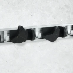 Barre 2 Crochets & 3 Patères Accroche 26cm Gris