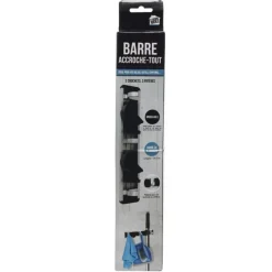 Barre 2 Crochets & 3 Patères Accroche 26cm Gris