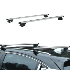 Barres de toit de voiture verrouillables 2 clés fournies dim. 125L x 5,5l x 7H cm aluminium gris noir