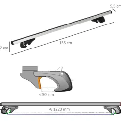 Barres de toit de voiture verrouillables 2 clés fournies dim. 135L x 5,5l x 7H cm aluminium noir