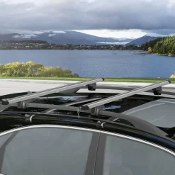 Barres de toit de voiture verrouillables 2 clés fournies dim. 123,5L x 5,5l x 7H cm aluminium noir