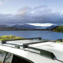 Barres de toit de voiture verrouillables 2 clés fournies dim. 123,5L x 5,5l x 7H cm aluminium noir