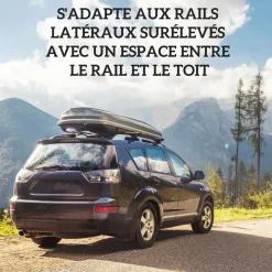 Barres de toit de voiture verrouillables 2 clés fournies dim. 123,5L x 5,5l x 7H cm aluminium noir