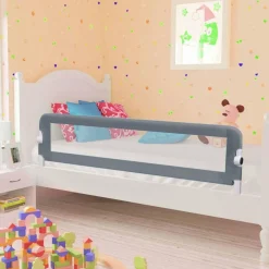 Barriere de lit enfant Gris 150x42 cm Polyester