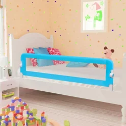 Barriere de securite de lit d'enfant Bleu 120x42 cm Polyester