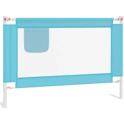 Barriere de securite de lit d'enfant Bleu 100x25 cm Tissu
