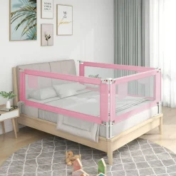 Barriere de securite de lit enfant Rose 90x25 cm Tissu