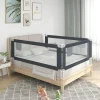 Barriere de securite de lit d'enfant Gris fonce 120x25 cm Tissu