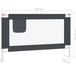 Barriere de securite de lit d'enfant Gris fonce 120x25 cm Tissu